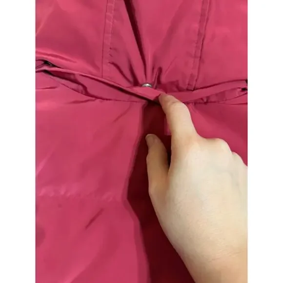 Talbots Size Large Pink Puffer Vest Fur Hood Duck Down Fill Winter Skiing Women - Picture 5 of 11